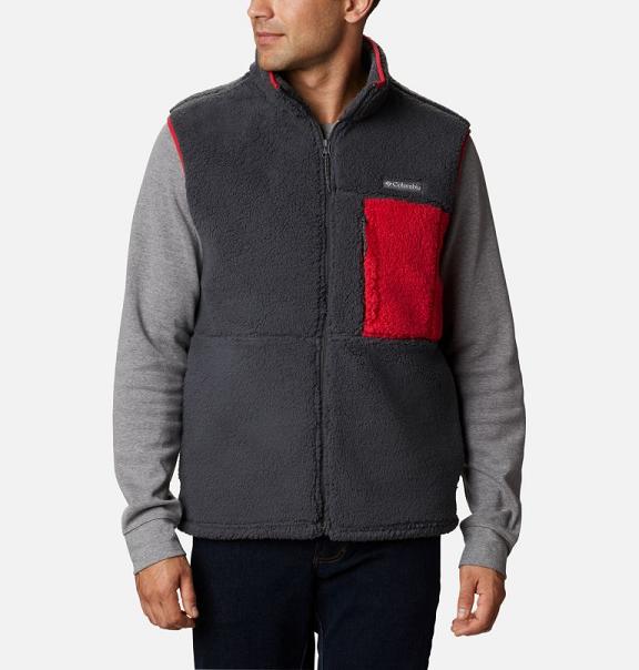 Columbia Mountainside Sherpa Vest Black Red For Men's NZ70358 New Zealand